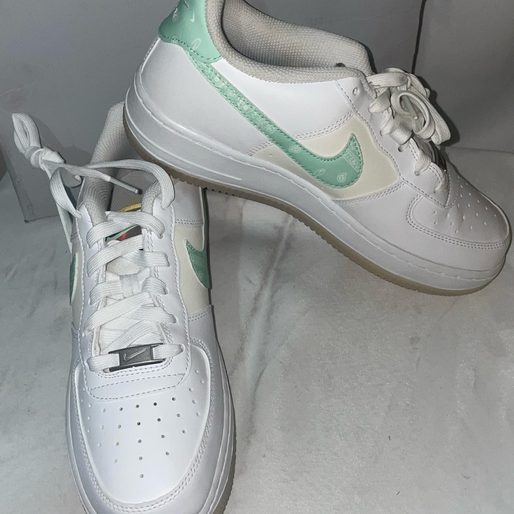 White and Mint Green Sneakers